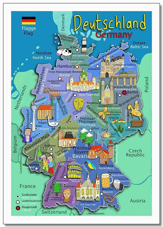 illustrated kids wall map of germany in both german and