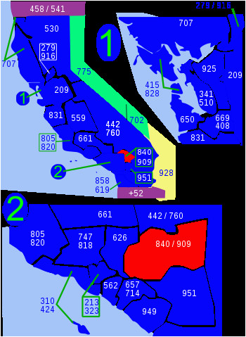 area codes 909 and 840 wikipedia