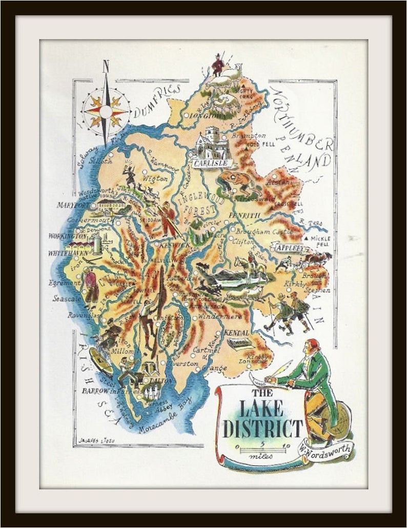 england map jacques liozu 1956 lake district wordsworth great britain united kingdom frameable wall art history geography teacher