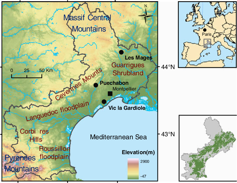 digital elevation model of languedoc roussillon lr mediterranean