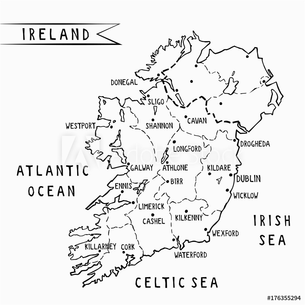 fotografie obraz ireland hand drawn map vector illustration with