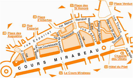 map of aix en provence le cours mirabeau