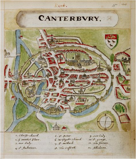 a historic map of canterbury by anonymous british library