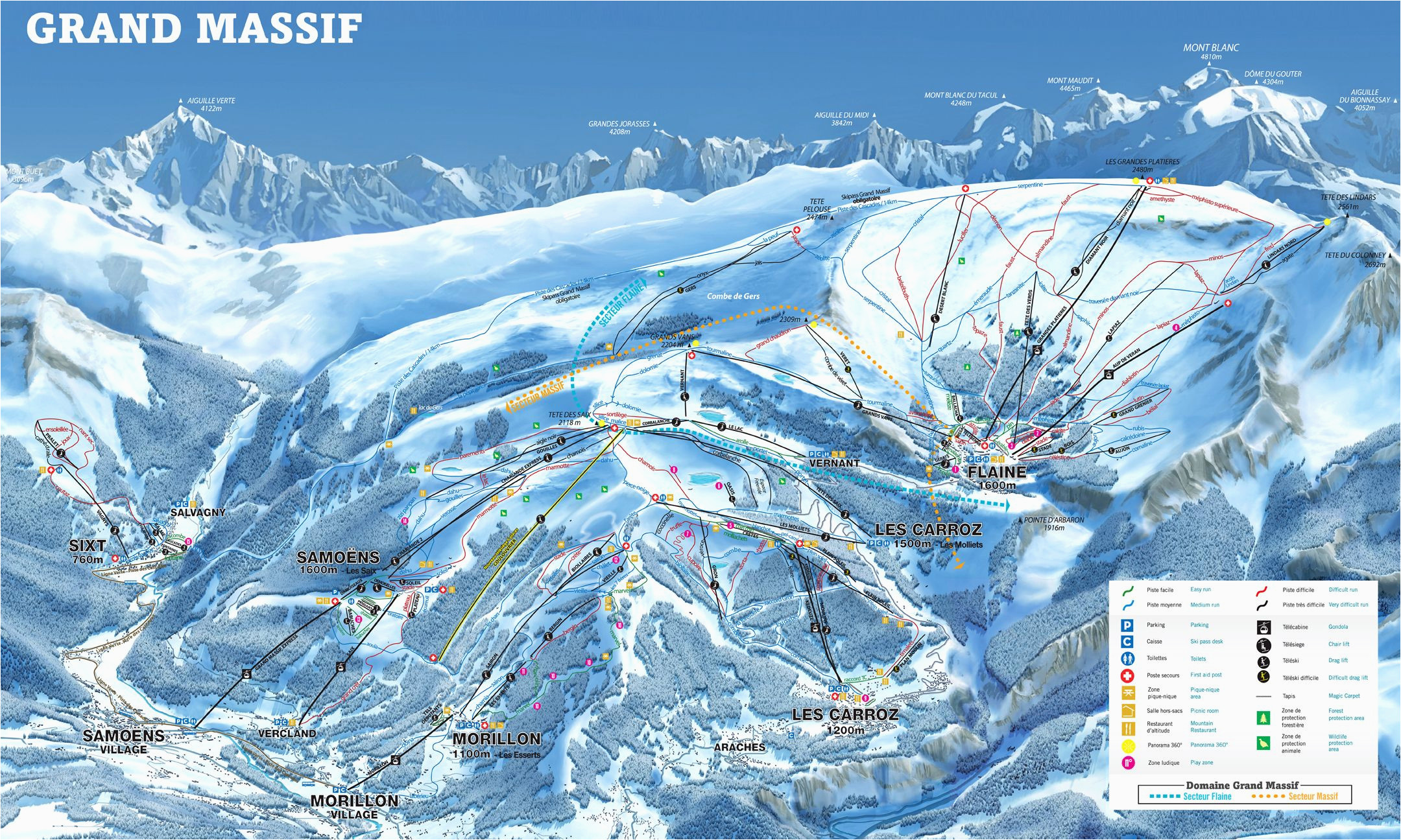 grand massif piste map canvas print in 2019 ski and snowboarding