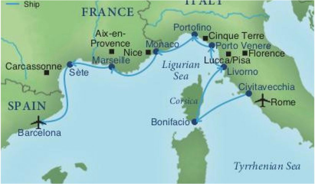 map of spain france and italy cruising the rivieras of italy