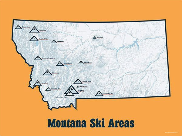montana ski resorts map 11x14 print ski areas skiing