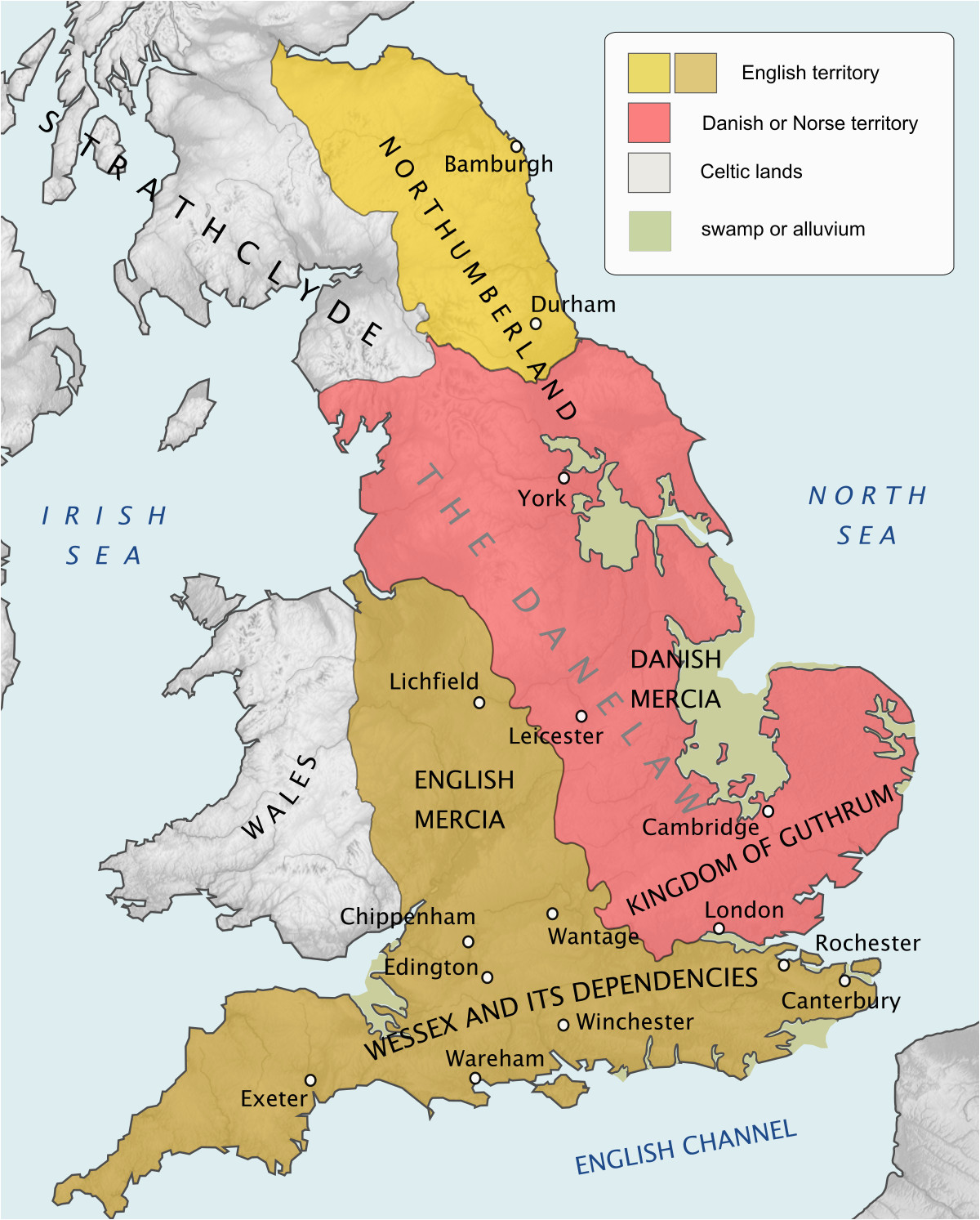 Map Of Anglo Saxon England Danelaw Wikipedia Of Map Of Anglo Saxon England 