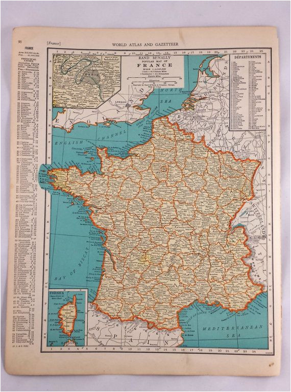 1937 map of france antique map of france 81 yr old