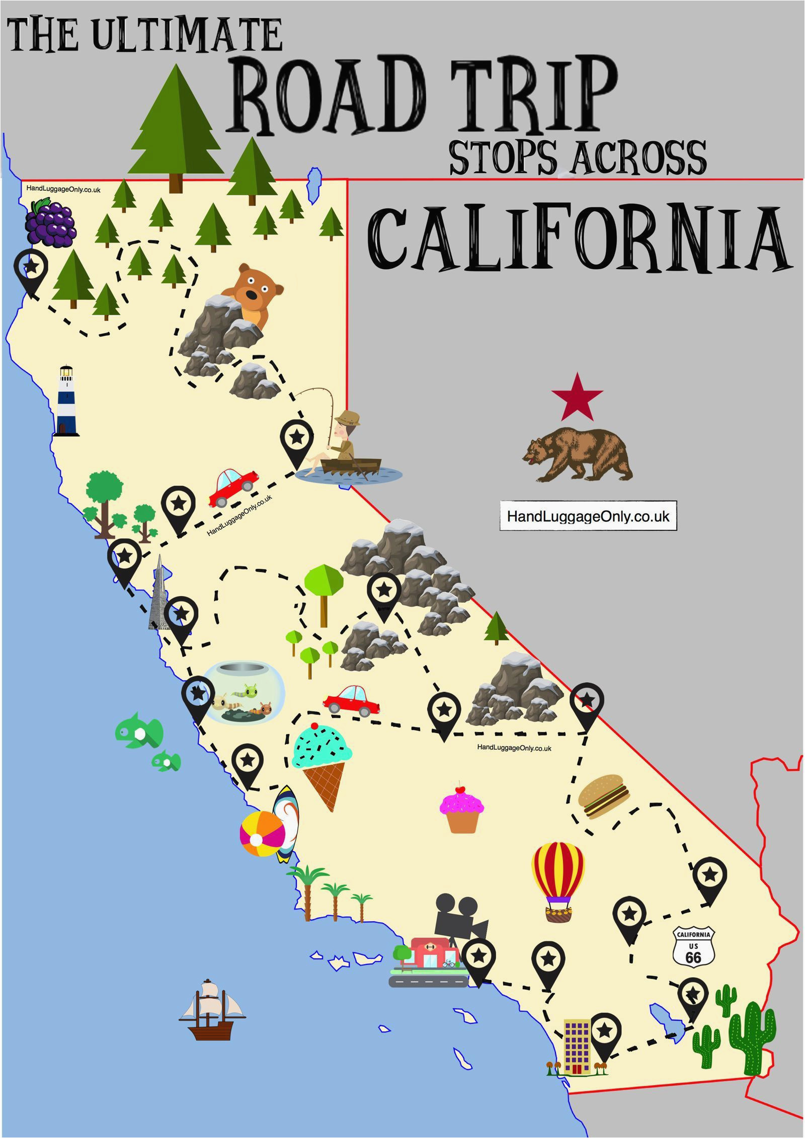 california map for kids the ultimate road trip map of places