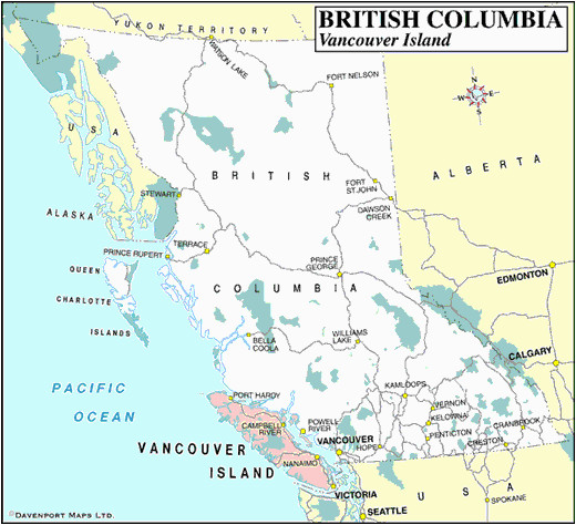 Map Of Canada Showing Vancouver