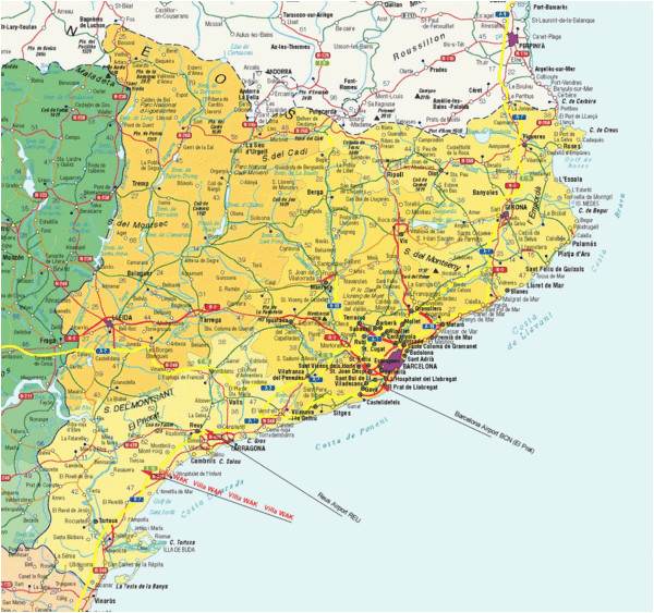 Map Of Catalonia Region Of Spain Catalunya Spain Tourist Map Catalunya Spain Mappery Of Map Of Catalonia Region Of Spain 