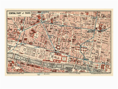 1929 france paris central giclee print art art paris map