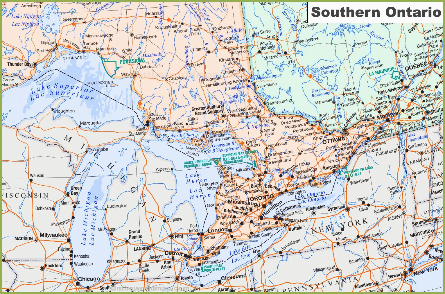 map of southern ontario