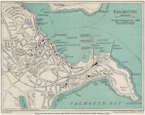 details about falmouth vintage town city plan cornwall ward lock 1948 old vintage map