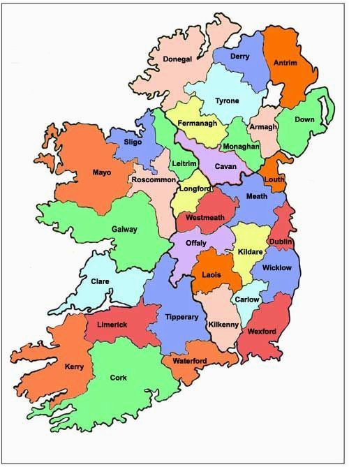 map of ireland ireland map showing all 32 counties