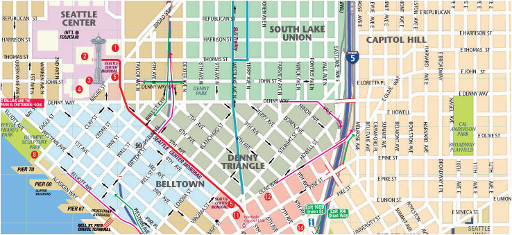 map of downtown seattle interactive and printable maps