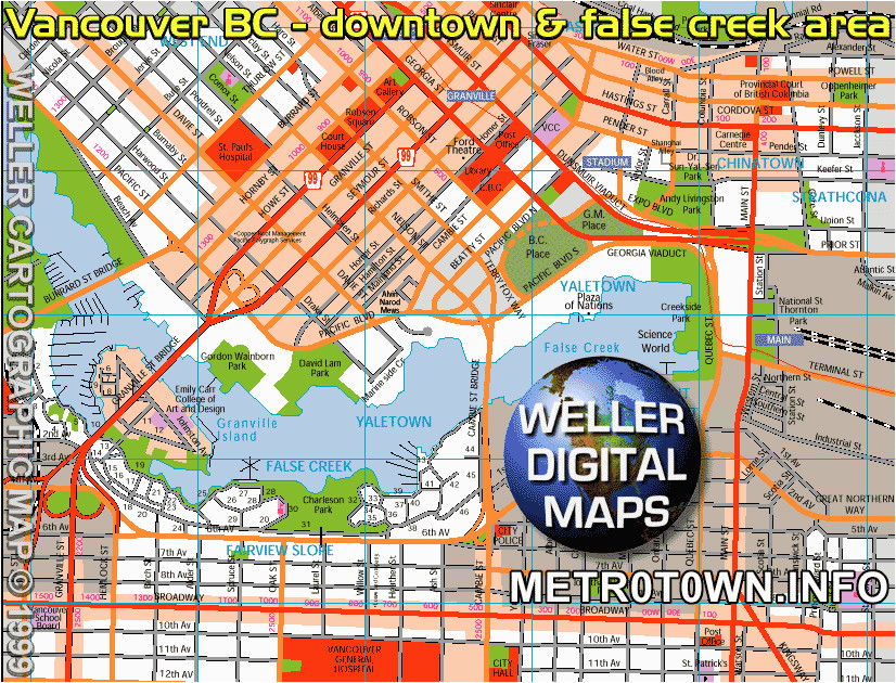 street map of city of vancouver downtown yaletown false creek