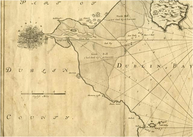map of dublin bay from portmarnock to dunleary captain g collins