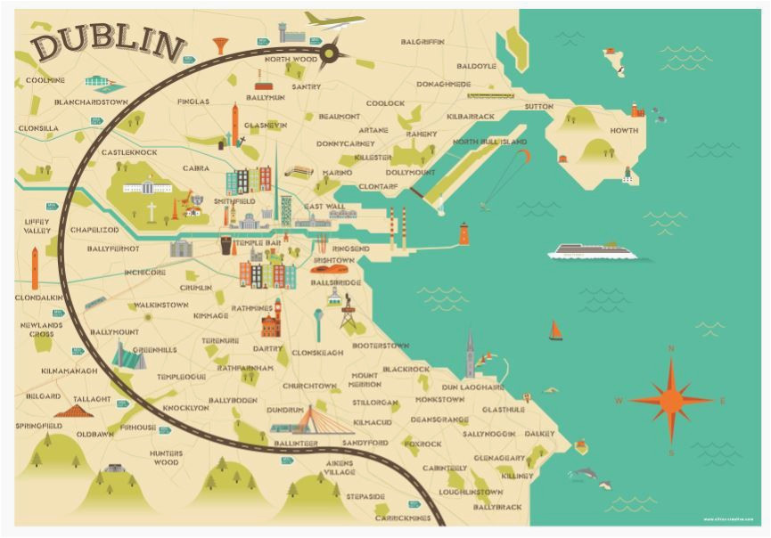 map of dublin ohio illustrated map of dublin ireland travel art