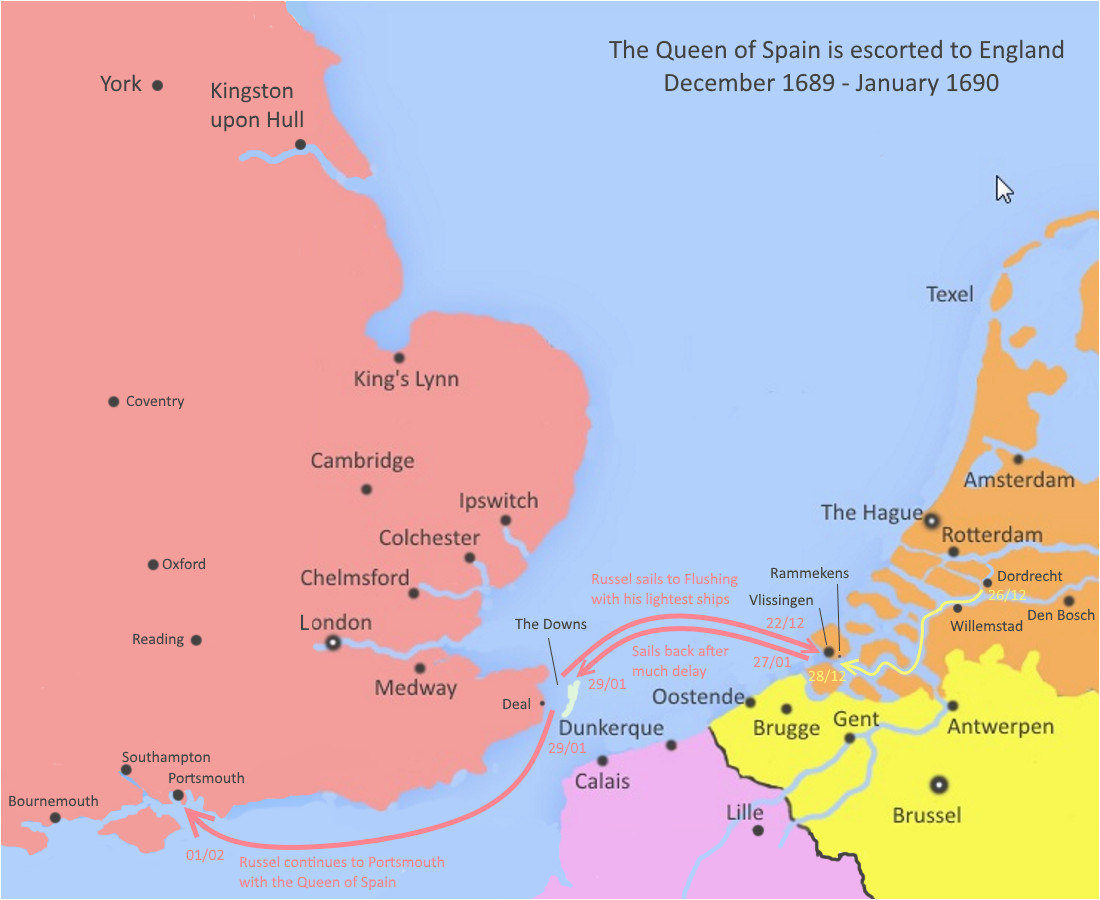 the queen of spain sails to england january 1690