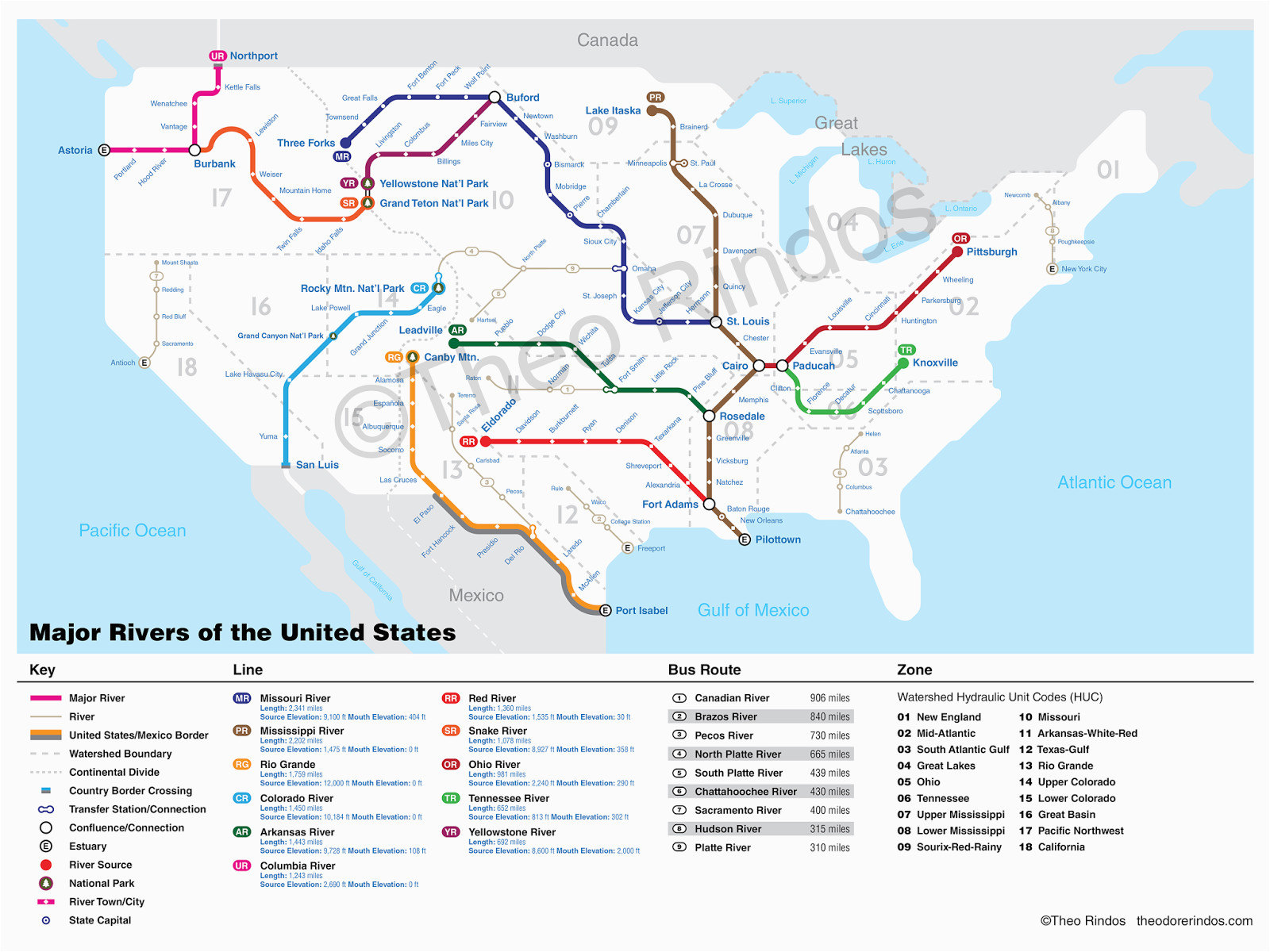 the rivers of the united states as a subway map maps subway map