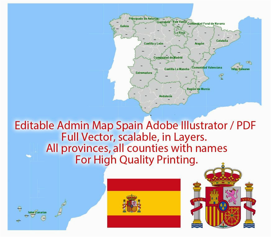 spain map administrative vector adobe illustrator editable