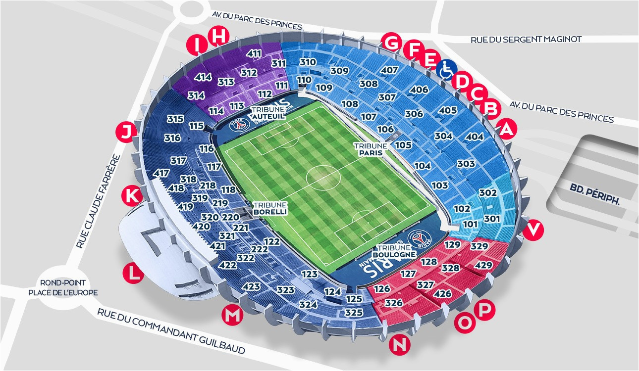 stadium map paris saint germain