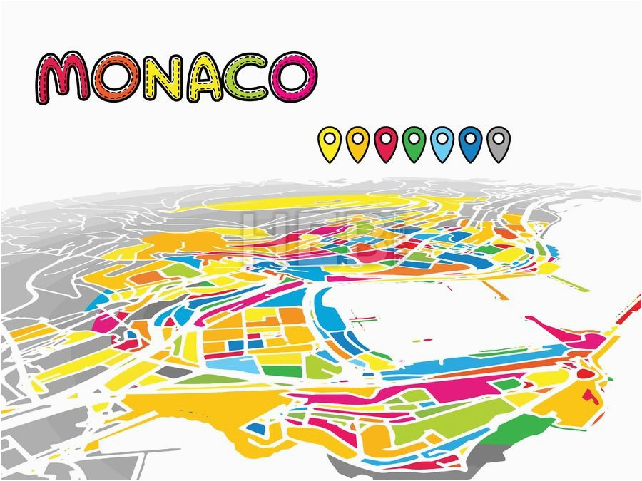 monaco monaco downtown map in perspective monaco map vector