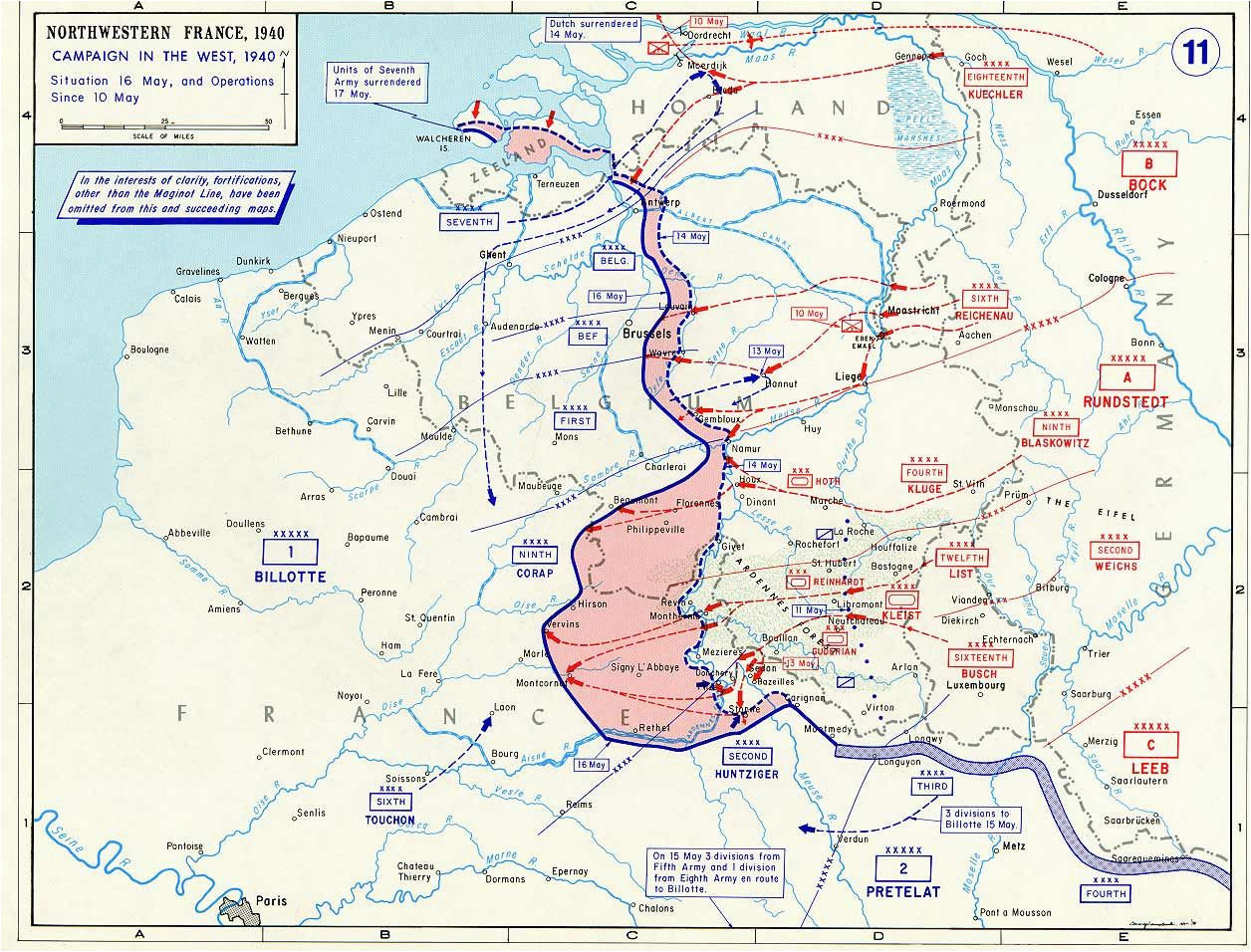 map map noting german advances in france and the low countries