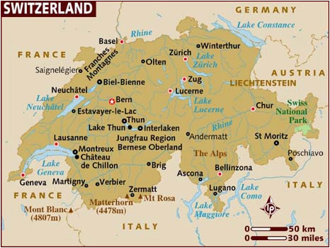 map of switzerland