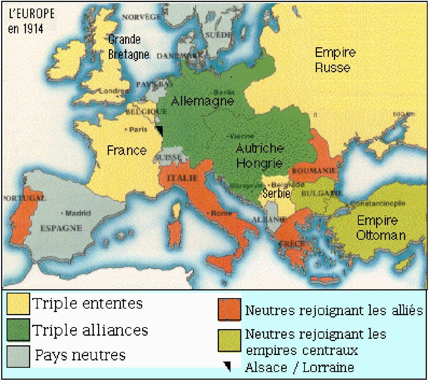 this is a map of europe in 1914 that illistrates the allied forces