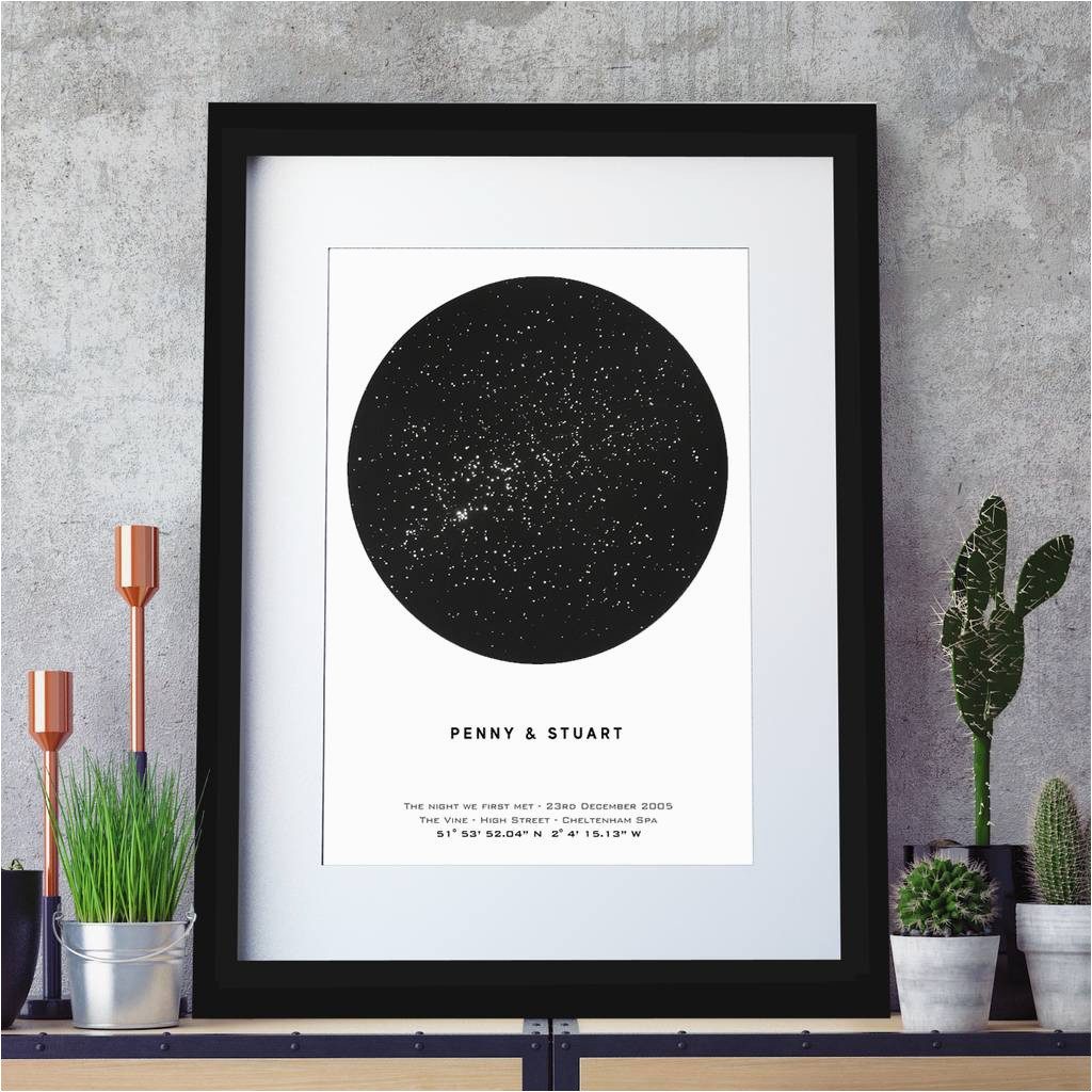 personalised metallic star map print