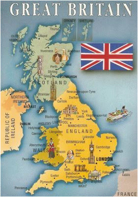 postcard a la carte 2 united kingdom map postcards uk