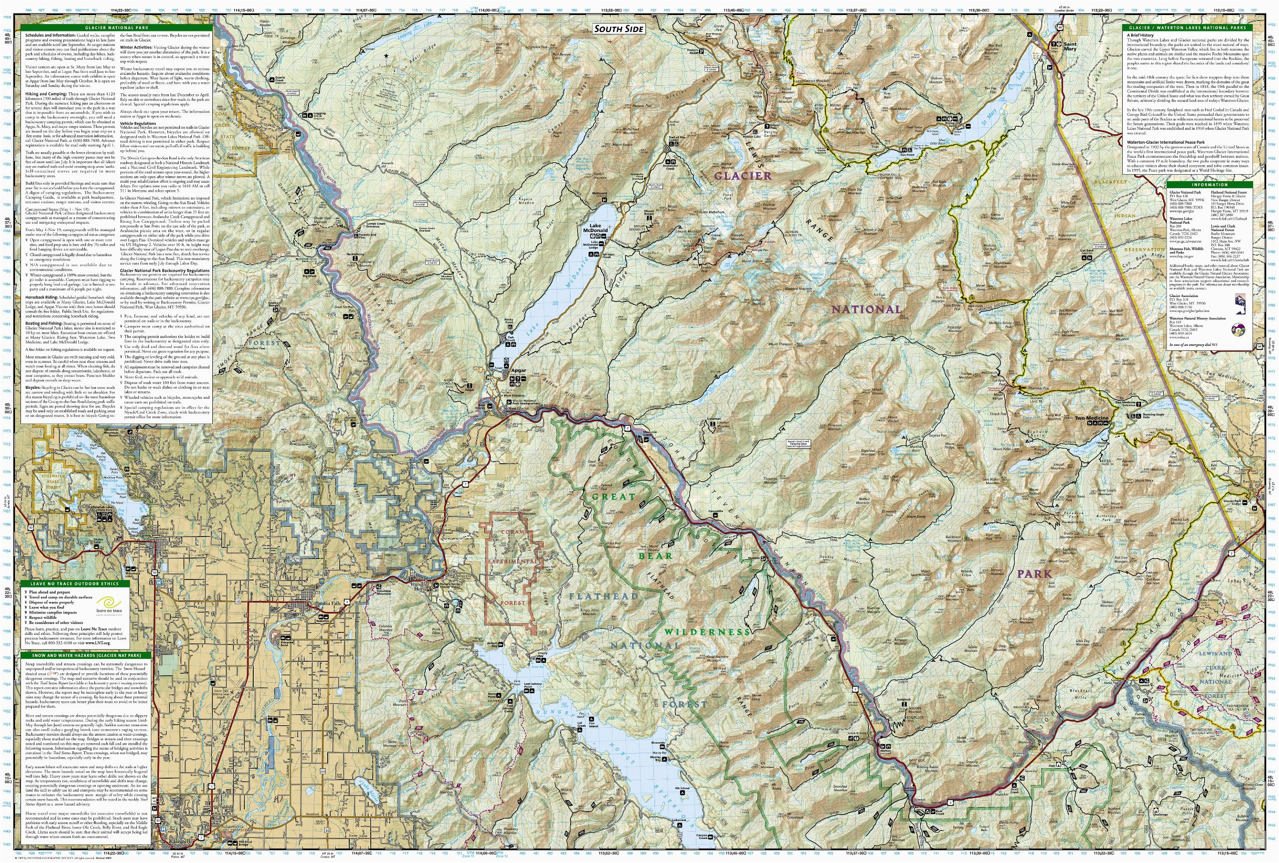map of glacier national park and surrounding towns free