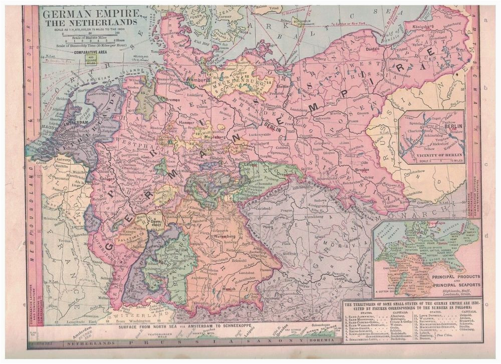 1885 map of german empire and the netherlands nice colors