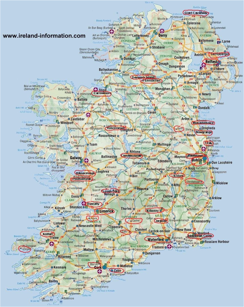 Map Of Ireland Golf Courses Map Of Ireland With Tourist Attractions Maps Update 800900 Map Of Of Map Of Ireland Golf Courses 