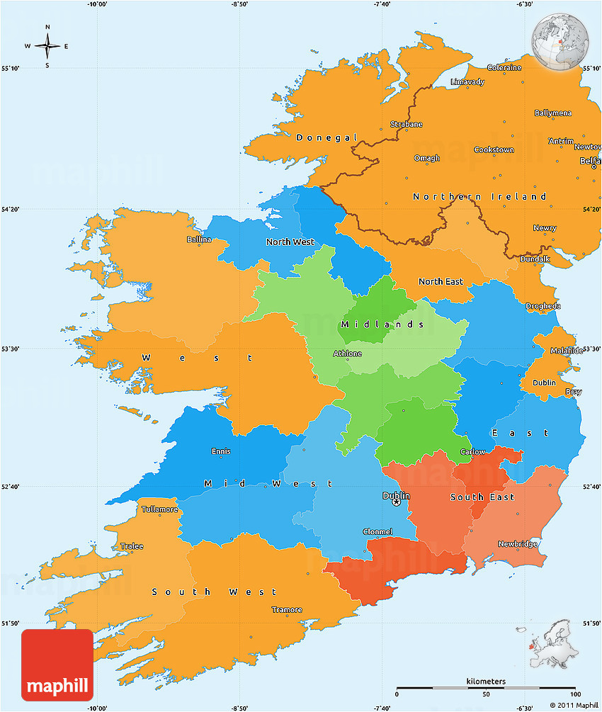 political simple map of ireland