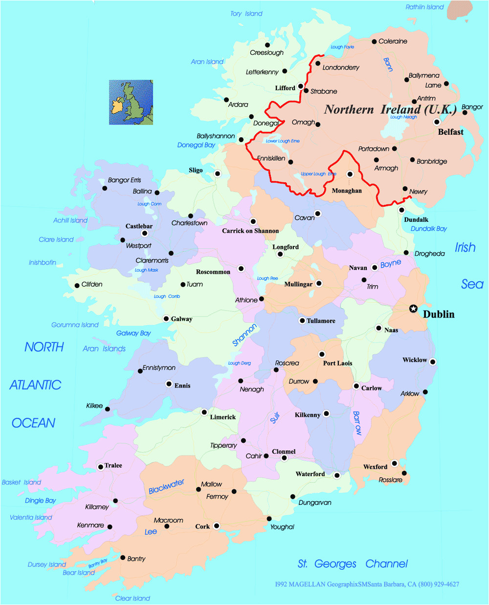ireland map with counties and towns google search ireland
