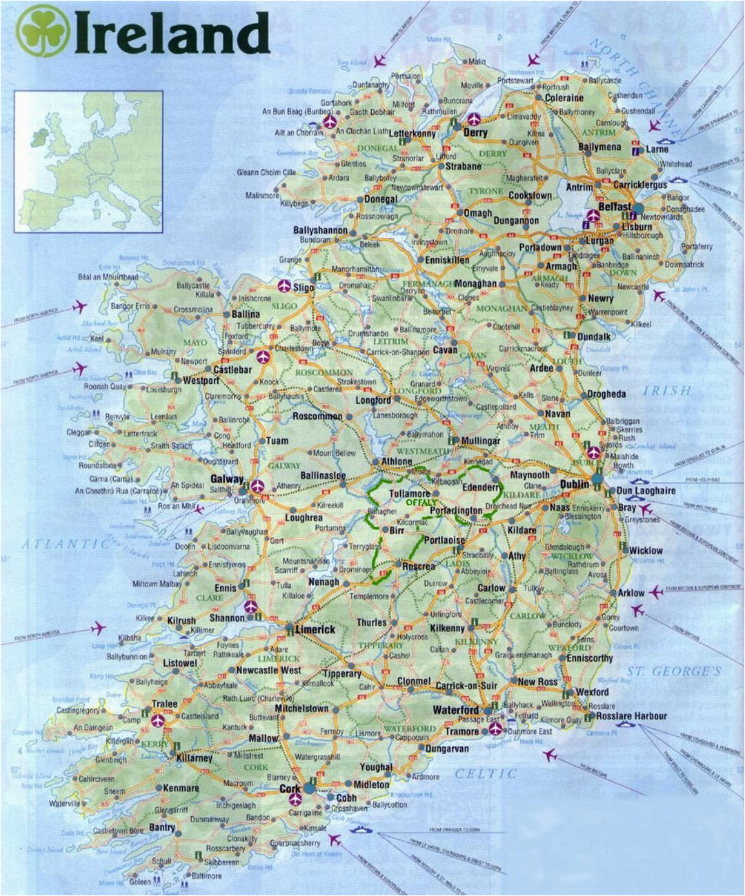 maps of ireland detailed map of ireland in english