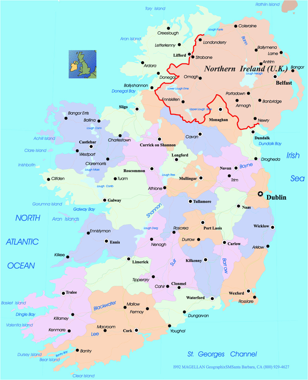 Map Of Kerry County Ireland Ireland Map with Counties and towns Google