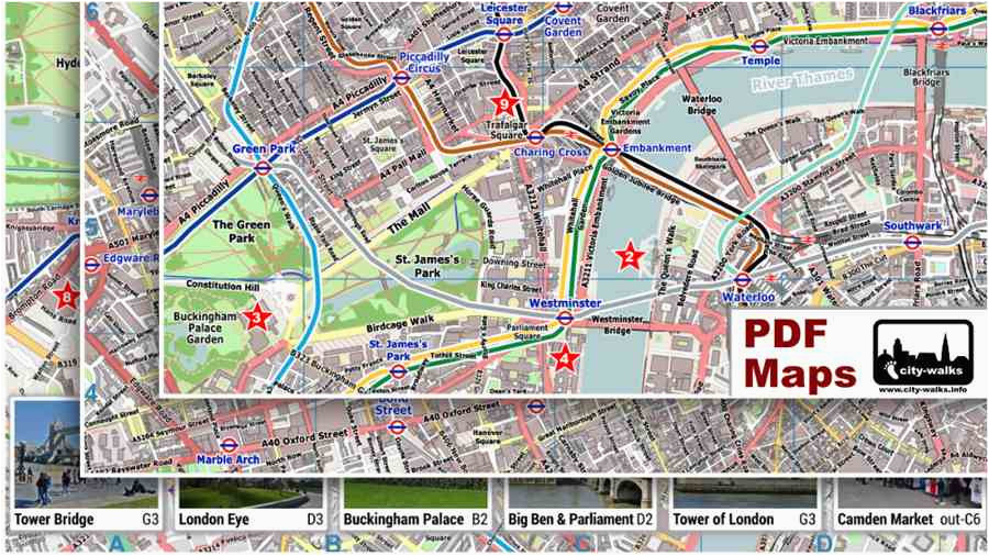 london pdf maps with attractions tube stations