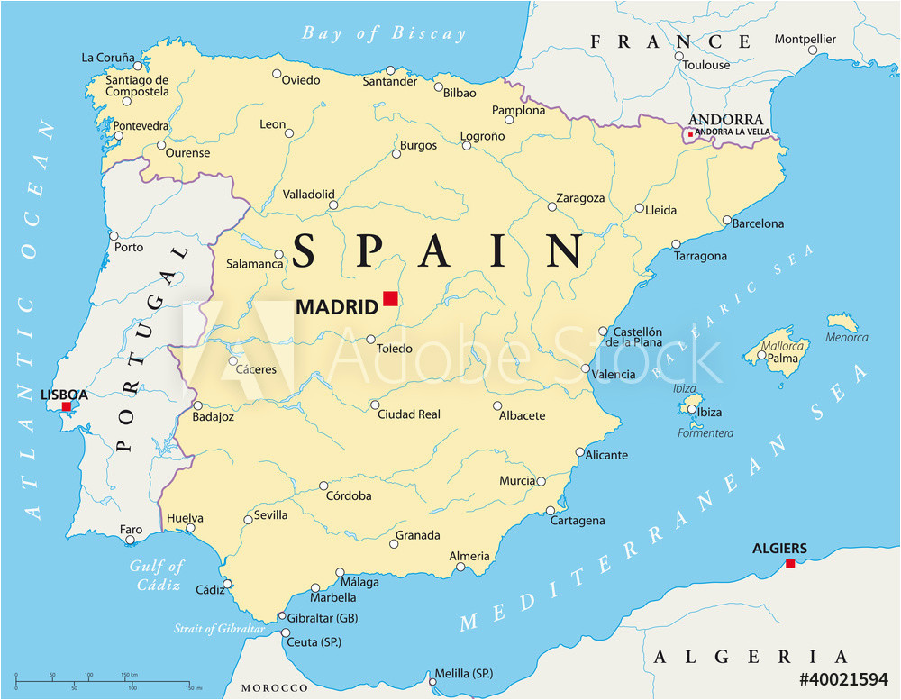 fotografie obraz spain political map with the capital madrid