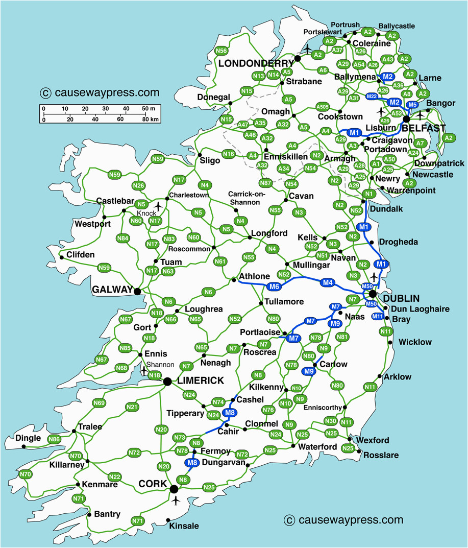 Map Of Motorways In Ireland Ireland Road Map Of Map Of Motorways In Ireland 