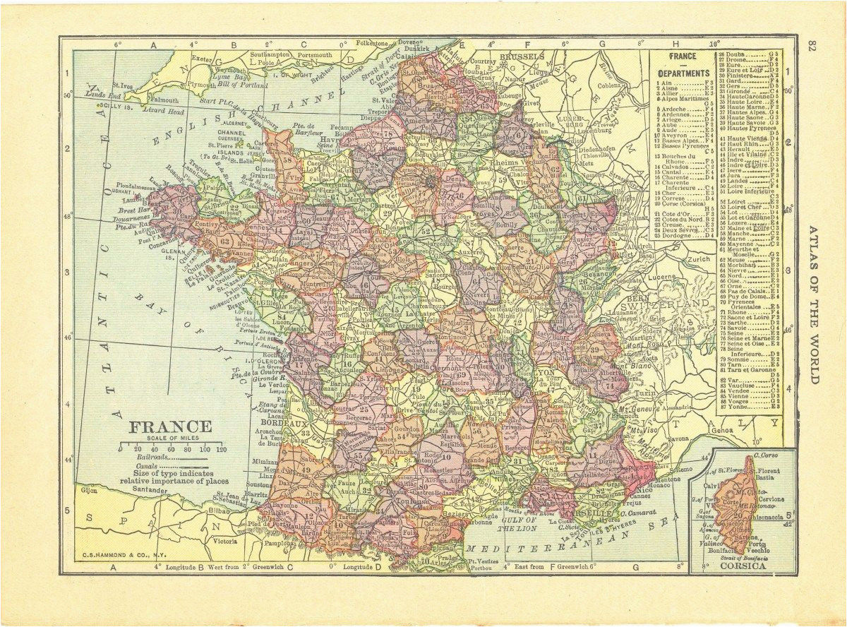 1914 security handy atlas vintage map pages france on one side and