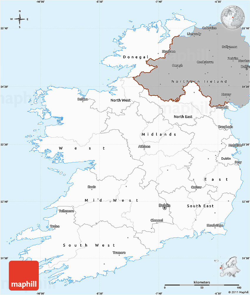 gray simple map of ireland