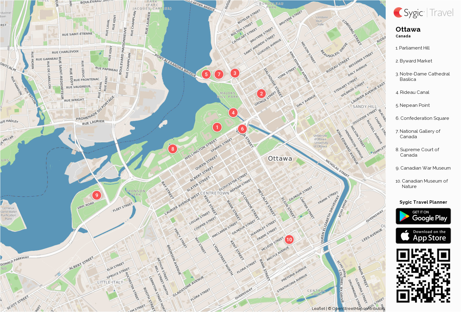 ottawa printable tourist map sygic travel