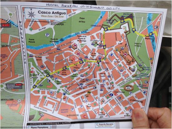 map of pamplona showing hostal bearan location picture of hostel