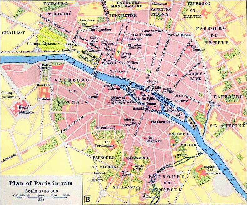 contemporary and historical maps of paris france