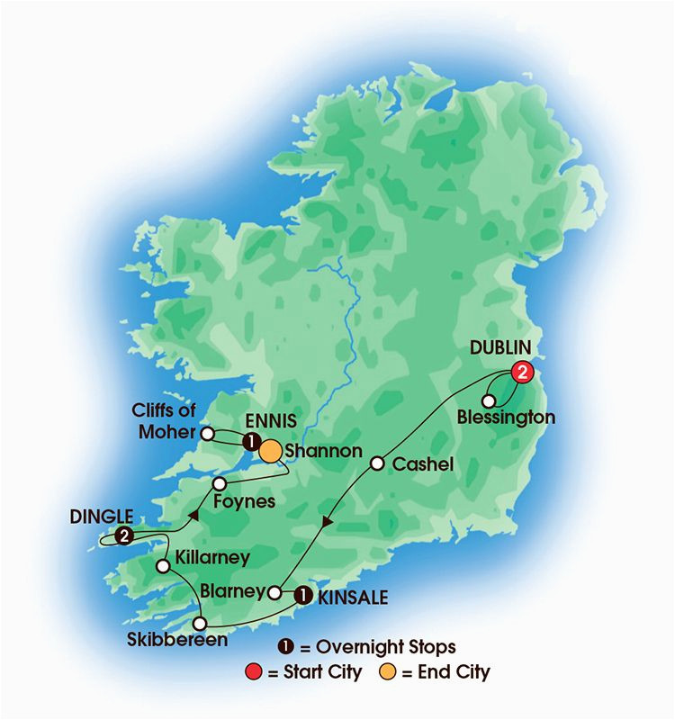 Map Of Shannon Ireland Secretmuseum   Map Of Shannon Ireland 2017 Southern Gems 7 Day 6 Night Tour Overnights 2 Dublin 1 Of Map Of Shannon Ireland 