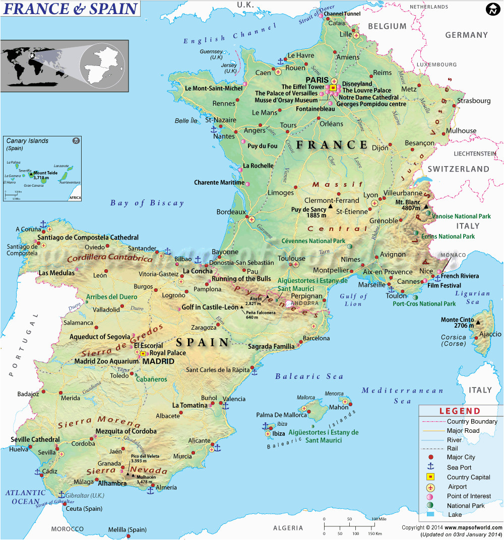 Map Of Spain And France With Cities Secretmuseum